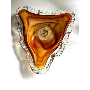Arte Murano Glass Italian Brown Gold Glass Center Piece Dish